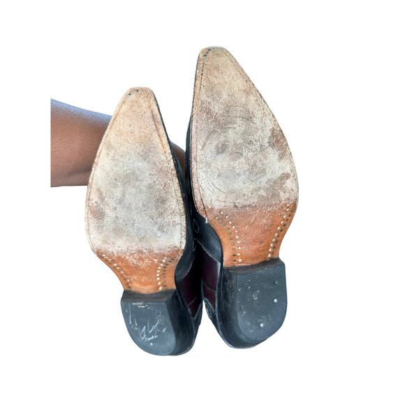 Mezcalero‎ Men's Burgundy Black Western Leather Cowboy Boots Size 7 - Picture 9 of 9